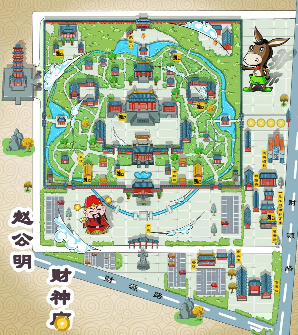 浈江寺庙类手绘地图